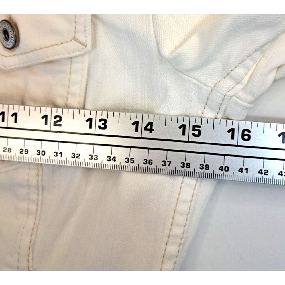 AEROPOSTALE White Denim Jean Jacket Womens XS Preppy Cleangirl Minimalist 90s - Picture 8 of 10
